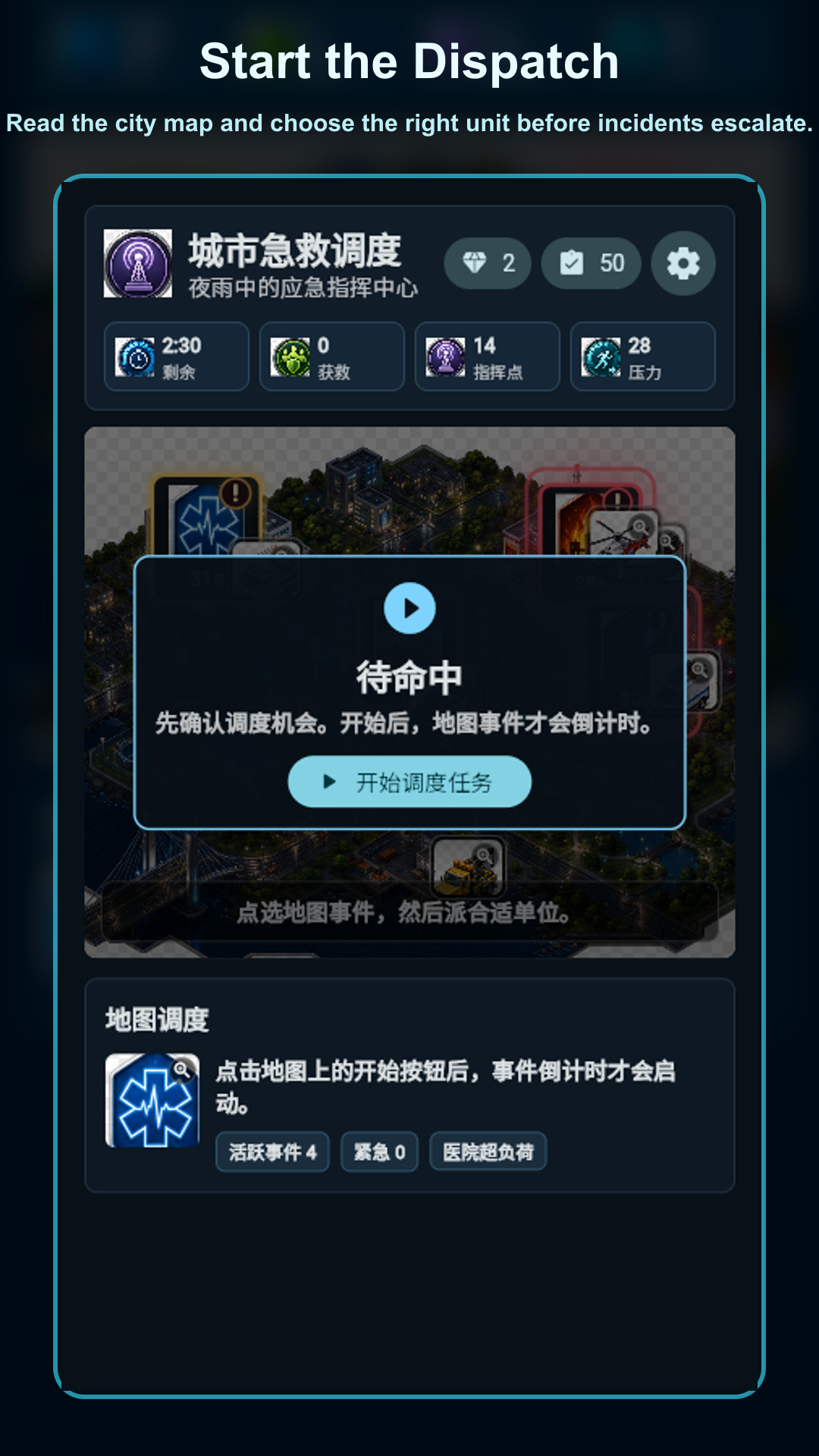 City Emergency Dispatch live dispatch screen